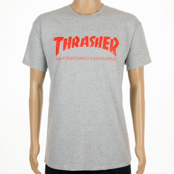 Thrasher Logo T-Shirt Grey Red at Skate Pharm