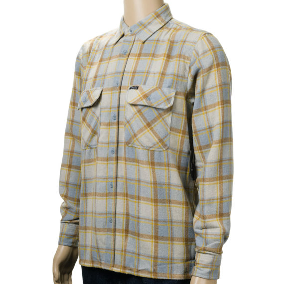 Brixton Archie Long Sleeve Flannel Shirt Heather Grey