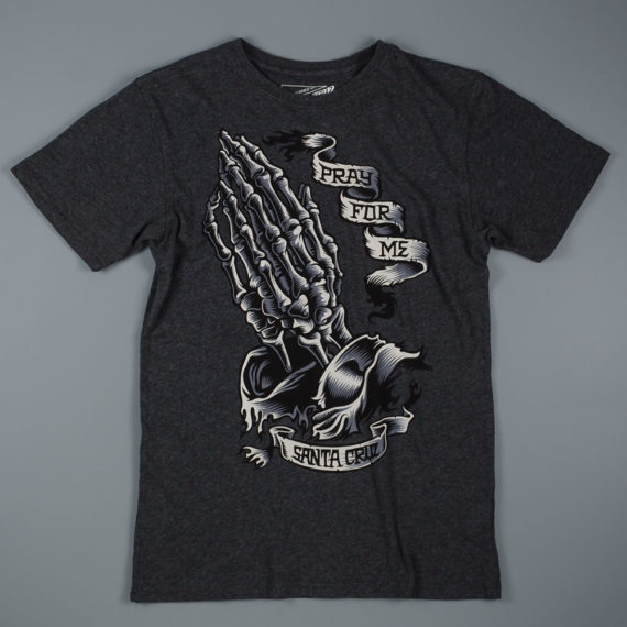 Santa Cruz Pray Skeleton T-Shirt Charcoal