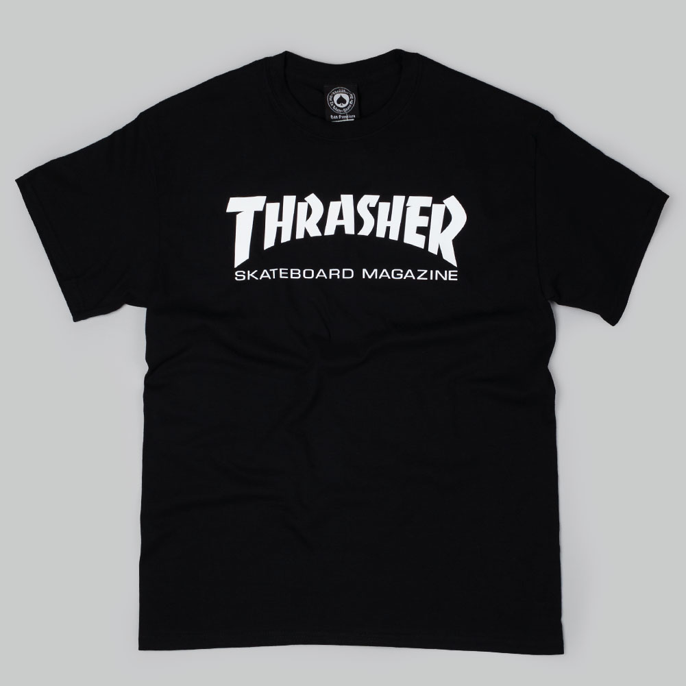 Thrasher Magazine Logo T Shirt Black White At Skate Pharm