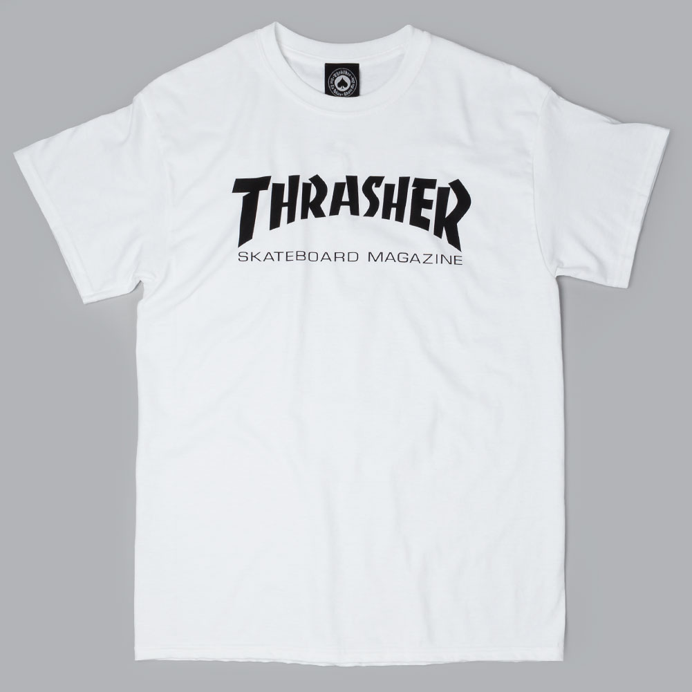 Thrasher Logo T-Shirt White Black at Skate Pharm