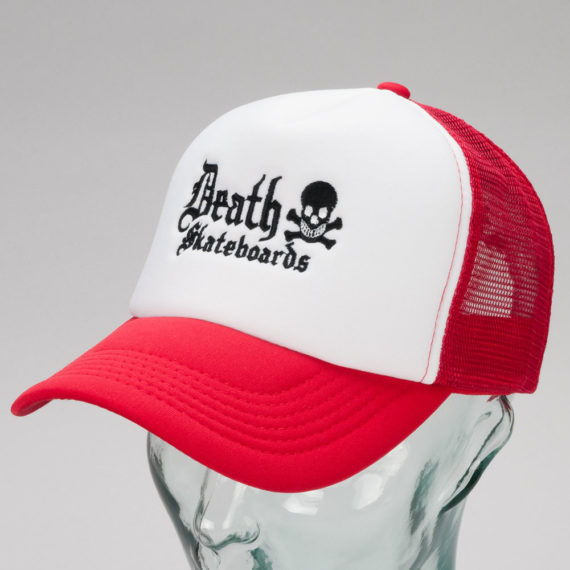 Death Skateboards Logo Trucker Cap White Red